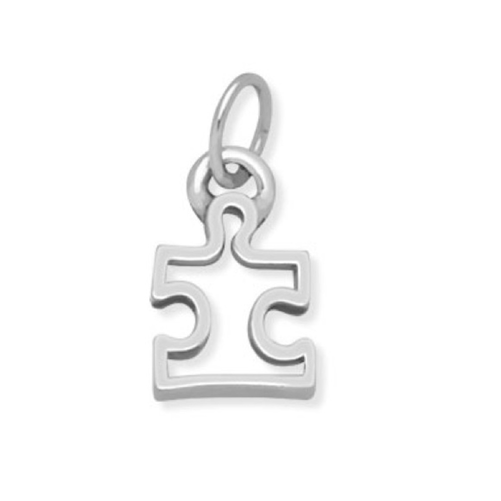 Puzzle piece charm (silver tone)
